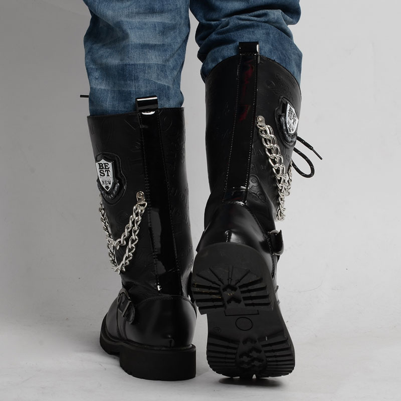 AliExpress Large Size High Top Boots Korean Style Fashionable Martin Boots Men's Baita Leather Boots British High Barrel Men's Cross-Border