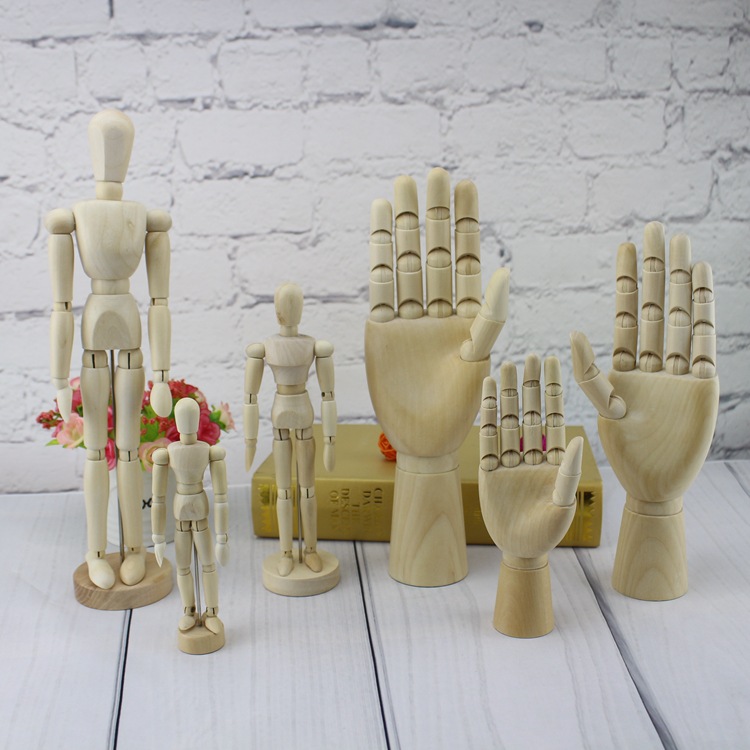 Creative Wooden Joint Puppet Palm Sketch Activity Cartoon Model Features Home Soft Desktop Decoration