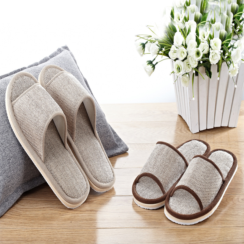 Factory goods pass four seasons linen famous Four Seasons linen opening cotton slippers hotel non-slip EVA indoor floor mop