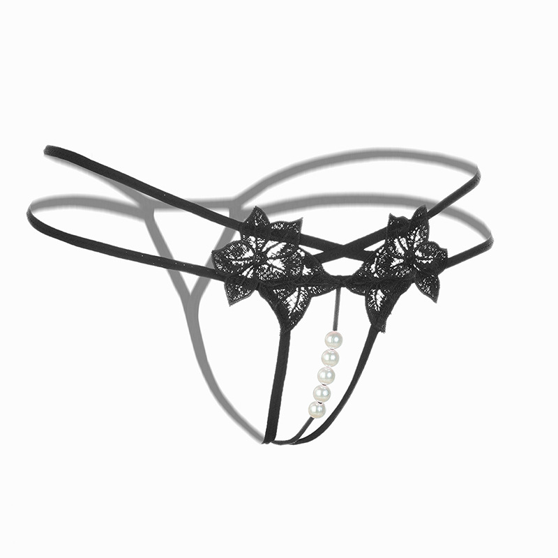 Pearl women's underwear massage full transparent crotch thong sexy sexy embroidered coquettish T-pants 2149