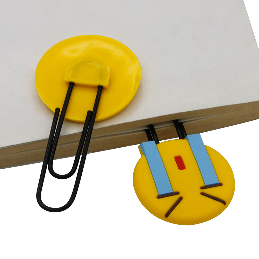 Smiley face large cartoon PVC flexible glue paper clip bookmark creative student supplies flip bookmark