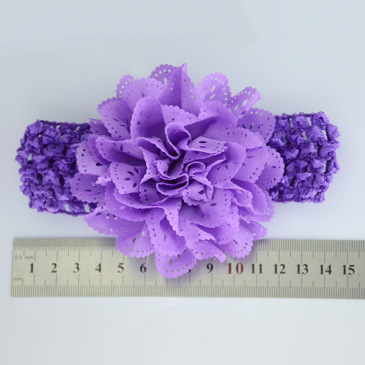 Foreign trade hot sale children's headband handmade wavy chiffon hollow flower with hook knitted hair band baby hair accessories