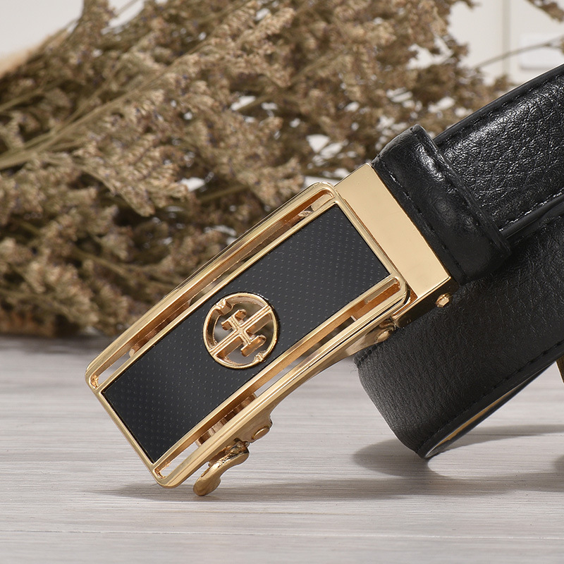Women's leather belt genuine leather automatic buckle white all-match pants belt Korean style student decorative thin belt women's denim pants belt