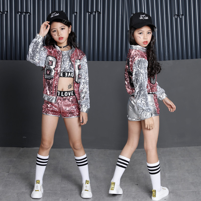 新しい子供の出演服の女の子のジャズダンスのストリートダンスの現代ダンスの出演服の子供のヒップホップのダンスの服装|undefined