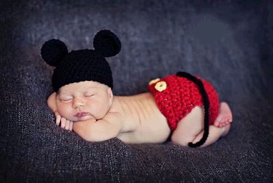 Handmade knitted baby hat children's cartoon shooting suit photography props Hundred Days baby photography clothing