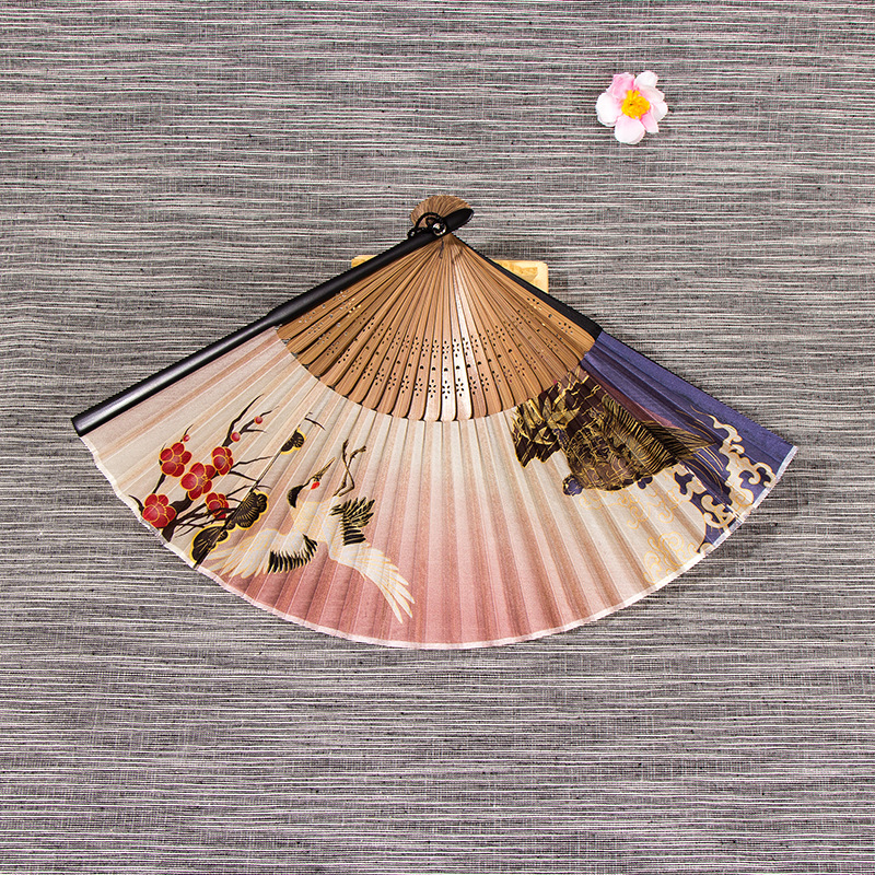 Factory in stock creative matte paint fan handle folding silk fan Women's Chinese ancient style high quality folding fan