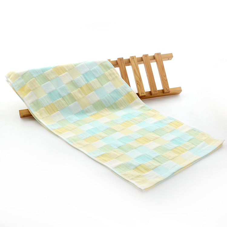 Pure cotton color grid quick-drying face washing gauze towel baby face washing universal gift factory wholesale direct sales