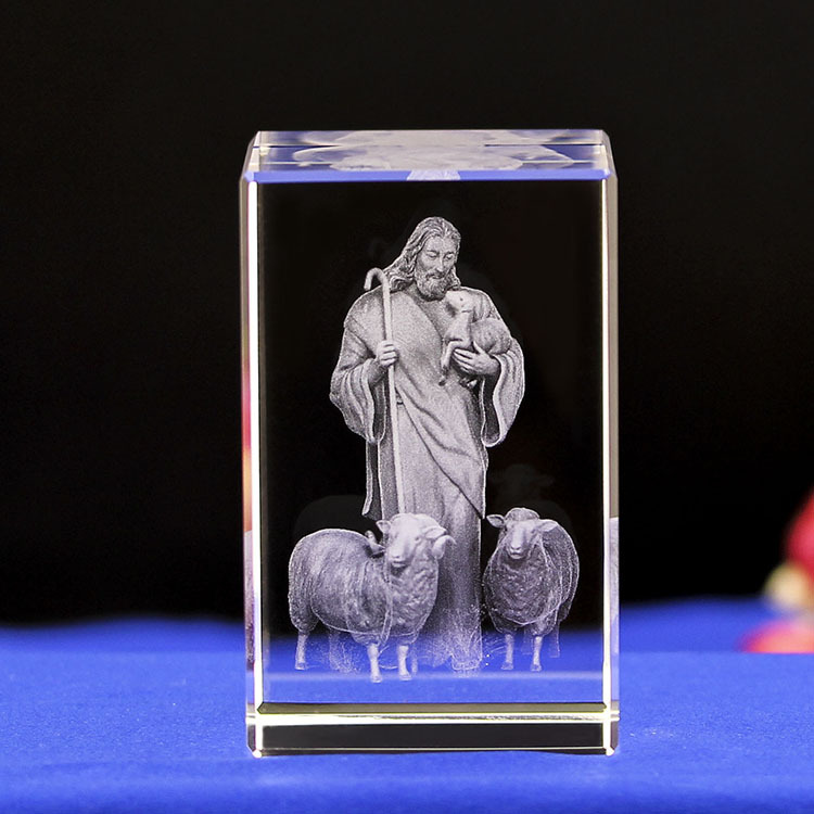 Jesus Shepherd Crystal Carving Crafts Church Souvenirs Crystal Ornaments Tourist Souvenirs Manufacturers Wholesale