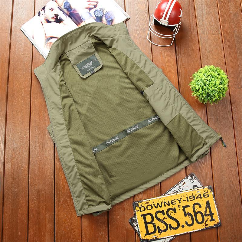 New Casual Loose Vest Stand Collar Vest Jacket Men's Large Size Travel Vest