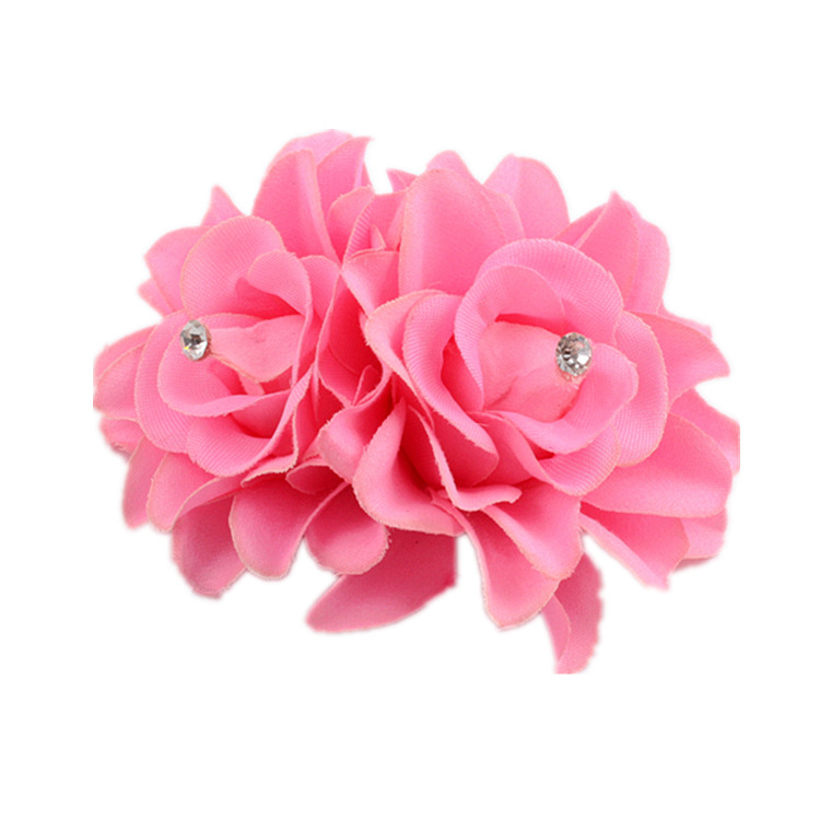 European and American Double Rose Hairpin Ethnic Headwear Bride Flower Head Flower Girls' Dance Performance Rhinestone Hair Accessories Edge Clip_voghion.com