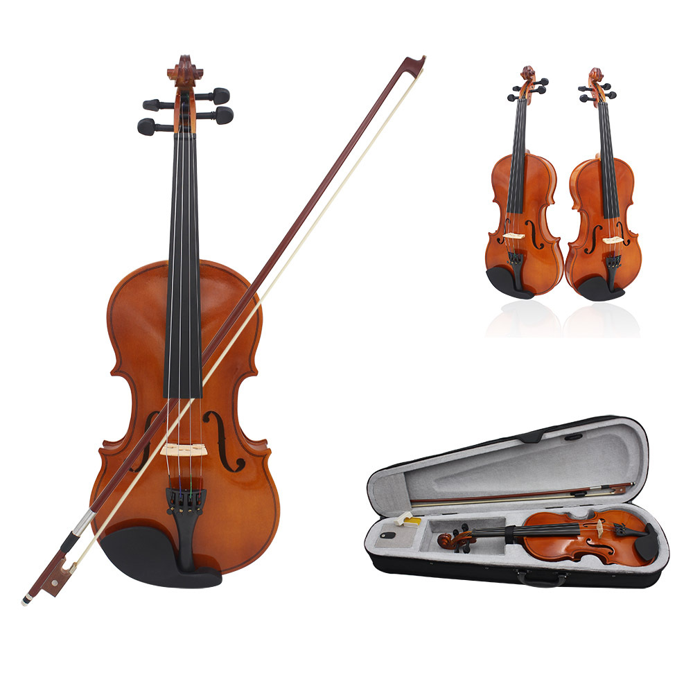 Wholesale Solid Wood Violin Popularization Violin Students Children Beginner Adult Playing Violin 44 Send Triangle Piano Box