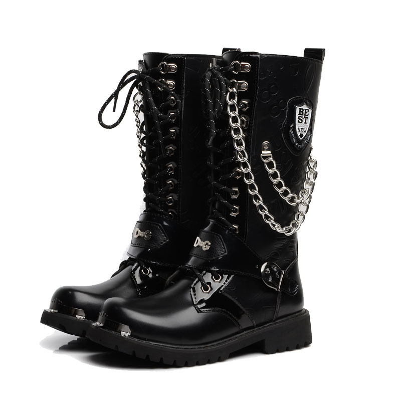 AliExpress Large Size High Top Boots Korean Style Fashionable Martin Boots Men's Baita Leather Boots British High Barrel Men's Cross-Border