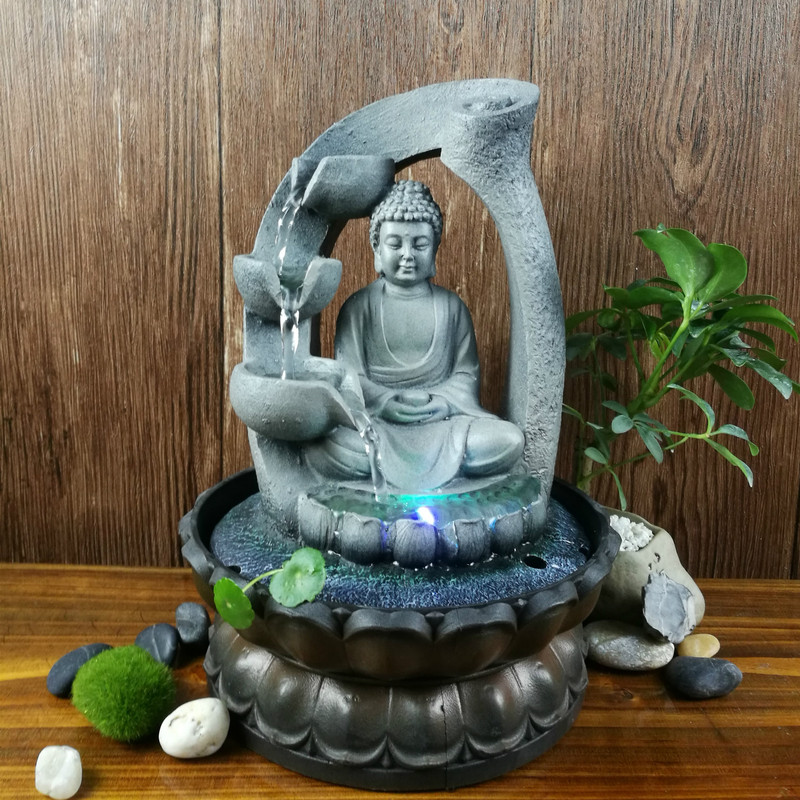 メーカー直売東南アジア工芸品創意金仏像樹脂流水置物水景産地商品源|undefined