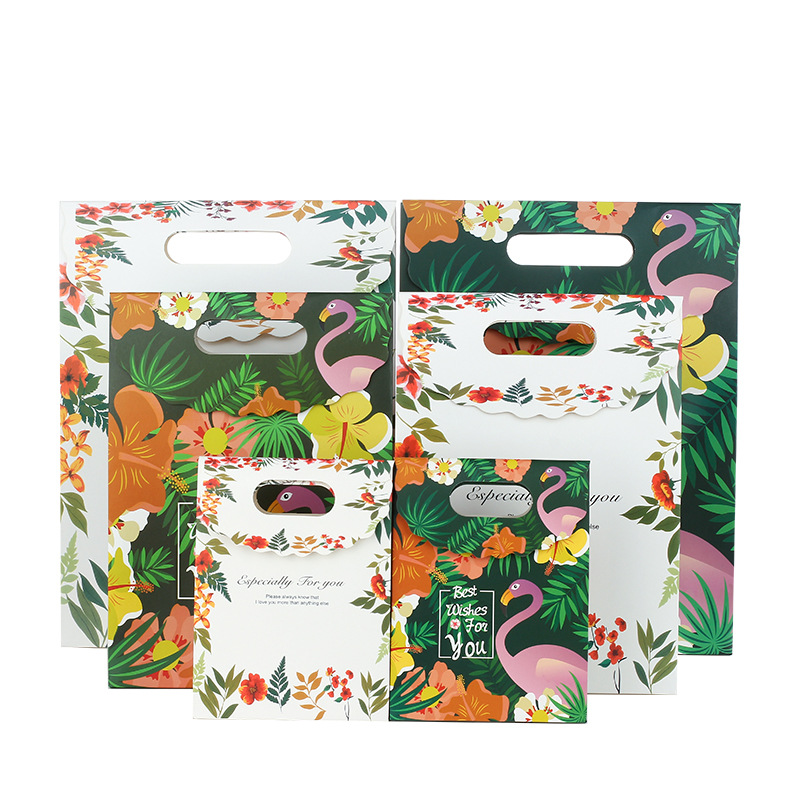New Cartoon Flamingo Fresh Gift Bag Handbag Packing Bag Gift Bag Holiday Gift Bag Paper Bag