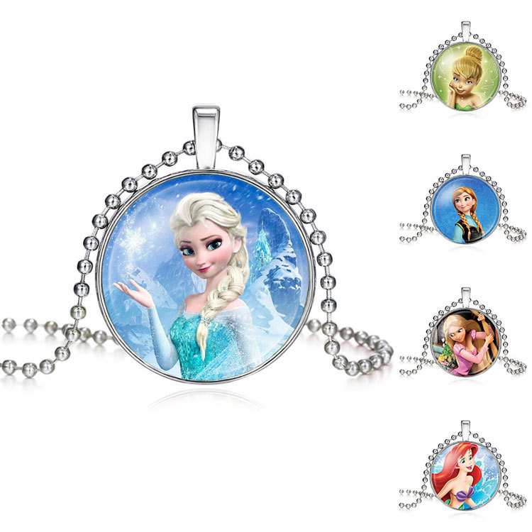 冰雪奇緣時光寶石項鍊 frozen艾莎安娜卡通公主系列兒童項鍊飾品