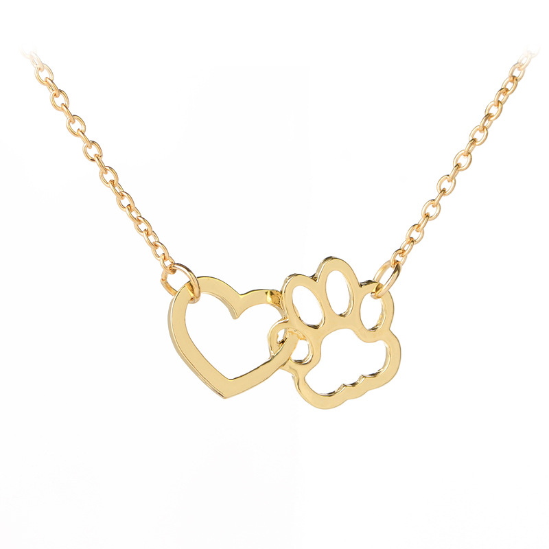 European and American jewelry dog claw heart pendant necklace alloy short necklace cross-border wish explosions