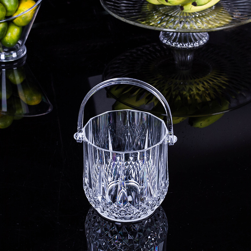 Creative round acrylic ice bucket KTV bar plastic ice bucket beer ice bucket transparent drop-resistant ice clip