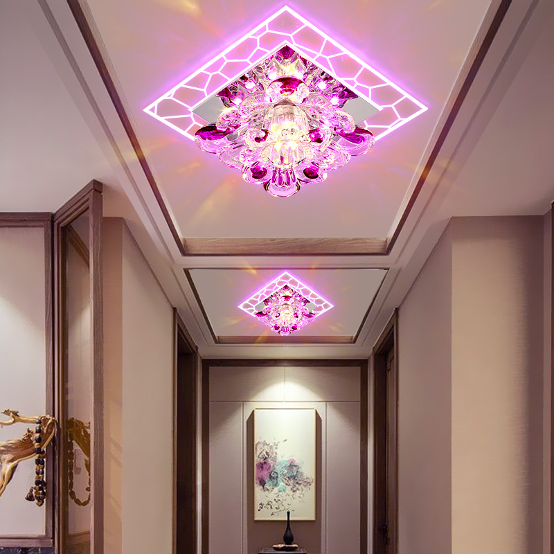 Wholesale Living Room Light Modern Simple Square Aisle Light Crystal Corridor Light Balcony Entrance Light led Spotlight Creative