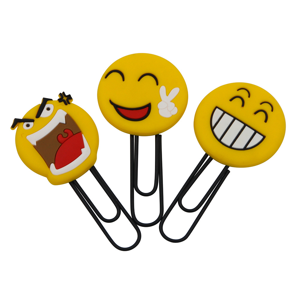Smiley face large cartoon PVC flexible glue paper clip bookmark creative student supplies flip bookmark