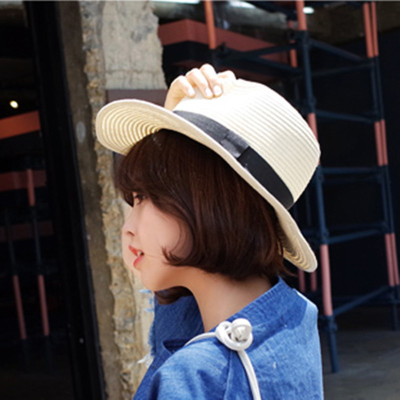 Panama Straw Hat Beach Hat Children's Summer Seaside Holiday Hat Casual Fashion All-match Top Hat for Men in England