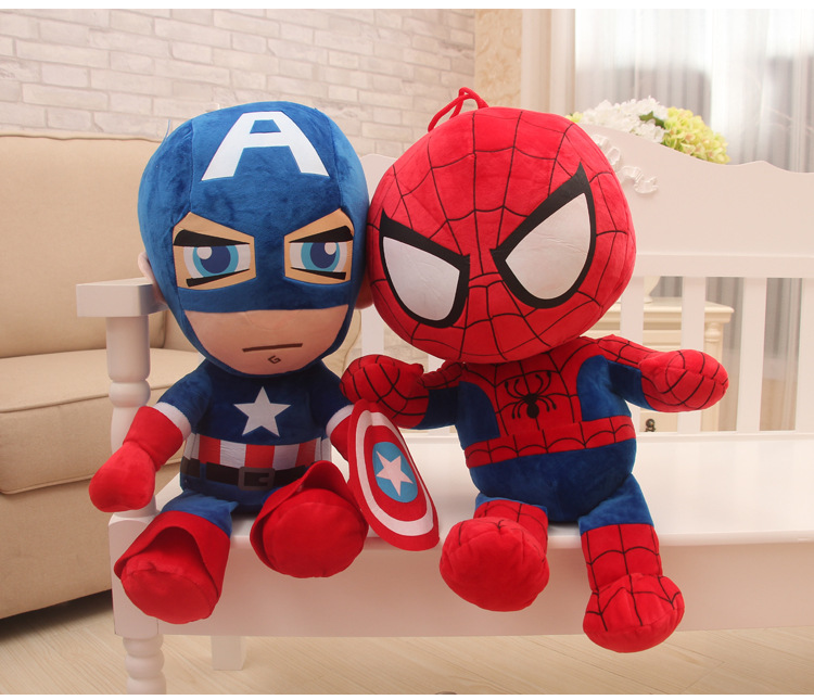Avengers doll hero plush toy doll Spider-Man Iron Man Captain America doll Big Small size