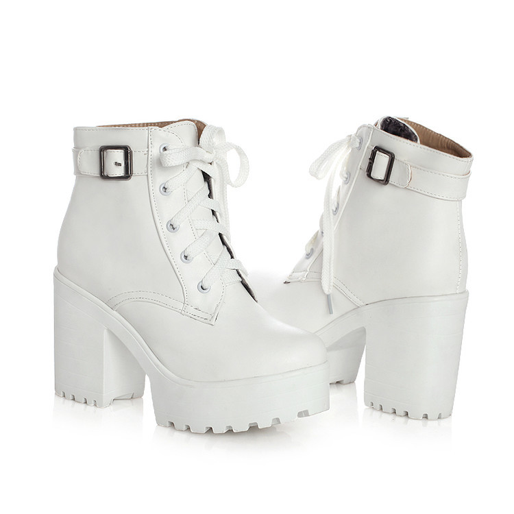16 foreign trade long line large size short boots 40414243 muffin thick heel lace-up Martin boots women's boots AliExpress generation hair