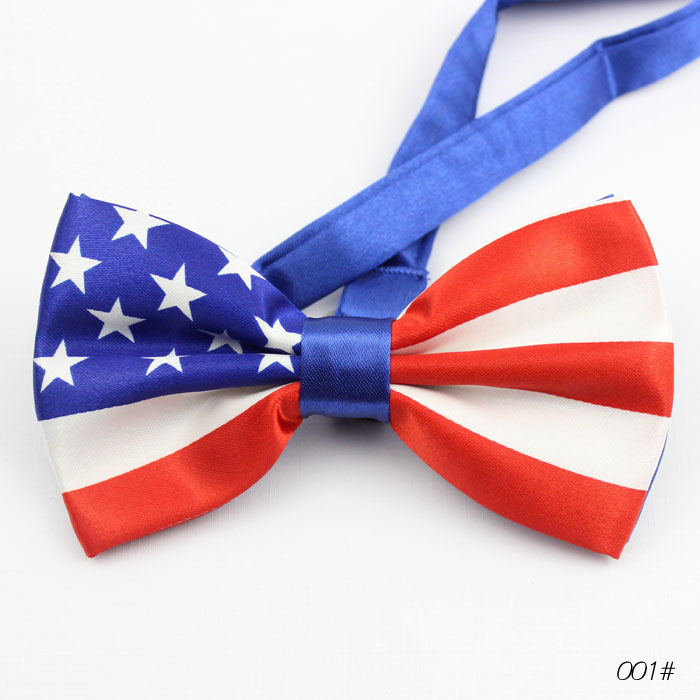 Factory American Flag Printed bow tie Double-layer Handmade Free American Flag Decorative bow tie for Men