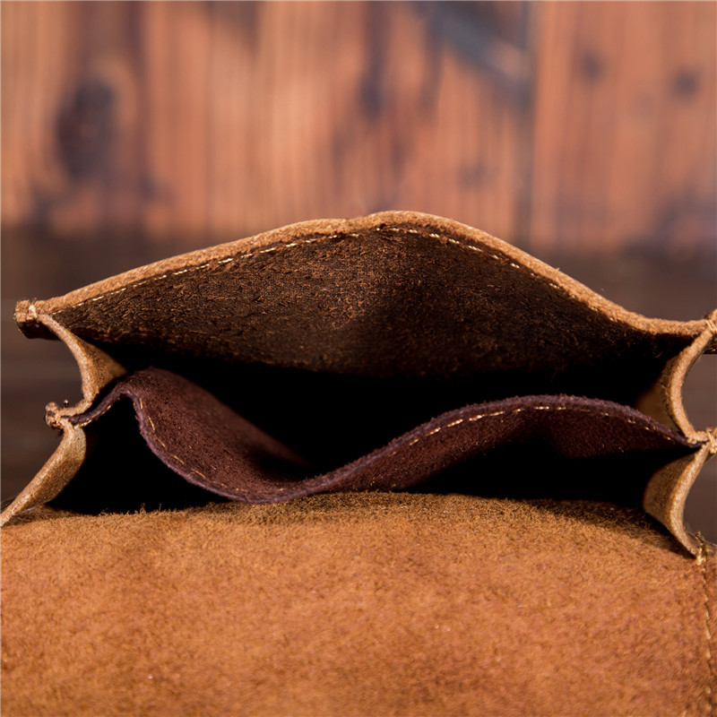 2034 men's leather waist bag Crazy Horse Leather first layer cowhide small bag pants hanging bag mobile phone bag European and American Retro