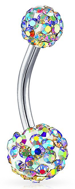 wish Amazon Explosions 6+10 Full Diamond Ball Navel Ring Shambhala Navel Ring Navel Buckle Piercing Human Body Jewelry