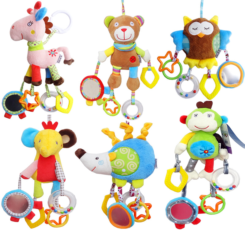 JJOVCE baby puzzle soothing doll multifunctional animal bed Bell bed hanging cart pendant baby cloth play doll