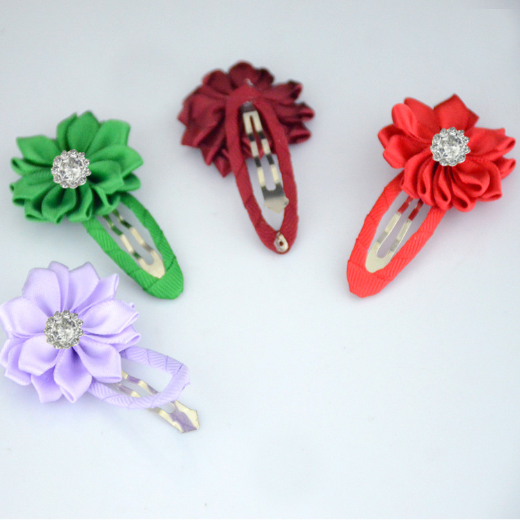 Korean version of children's jewelry wholesale multi-angle sunflower ribbon flower Hemming hair clip cute princess side clip accessories