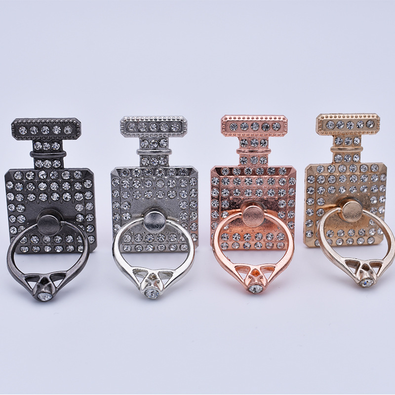 Metal perfume bottle mobile phone lazy person bracket creative finger ring bracket rhinestone bracket mobile phone diamond bracket