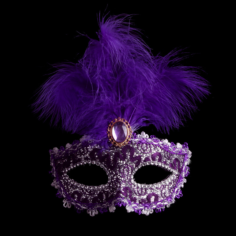 Wholesale high-grade leather fluff mask Halloween ball props all kinds of high and low grade party princess mask