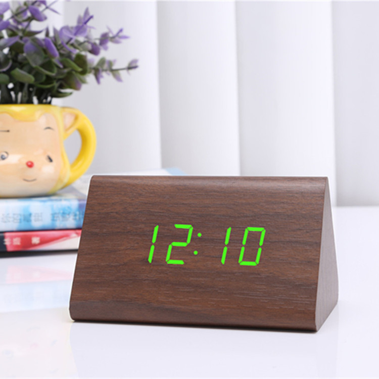 New creative luminous mute multifunctional wooden alarm clock intelligent led wooden clock gift electronic clock wholesale