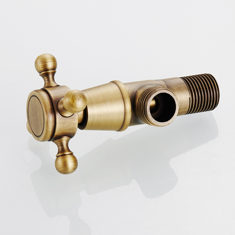 Oubei sanitary ware factory wholesale European bathroom bathroom hardware brass retro antique triangle valve eight-word valve