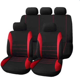 Black Waist Line Four Seasons Universal Five-seat Car Fabric Seat Cover 9-piece Set AliExpress wish with Sewing