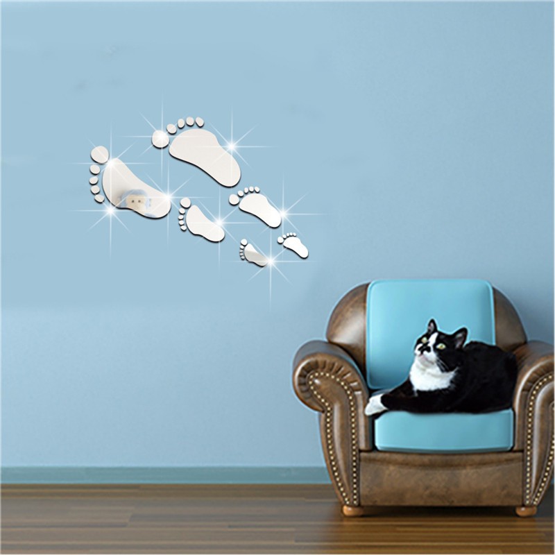 DIY Never Endless Mirror Footprint Stereo Mirror Wall Sticker Sofa TV Living Room Bedside Background Hallway Sticker