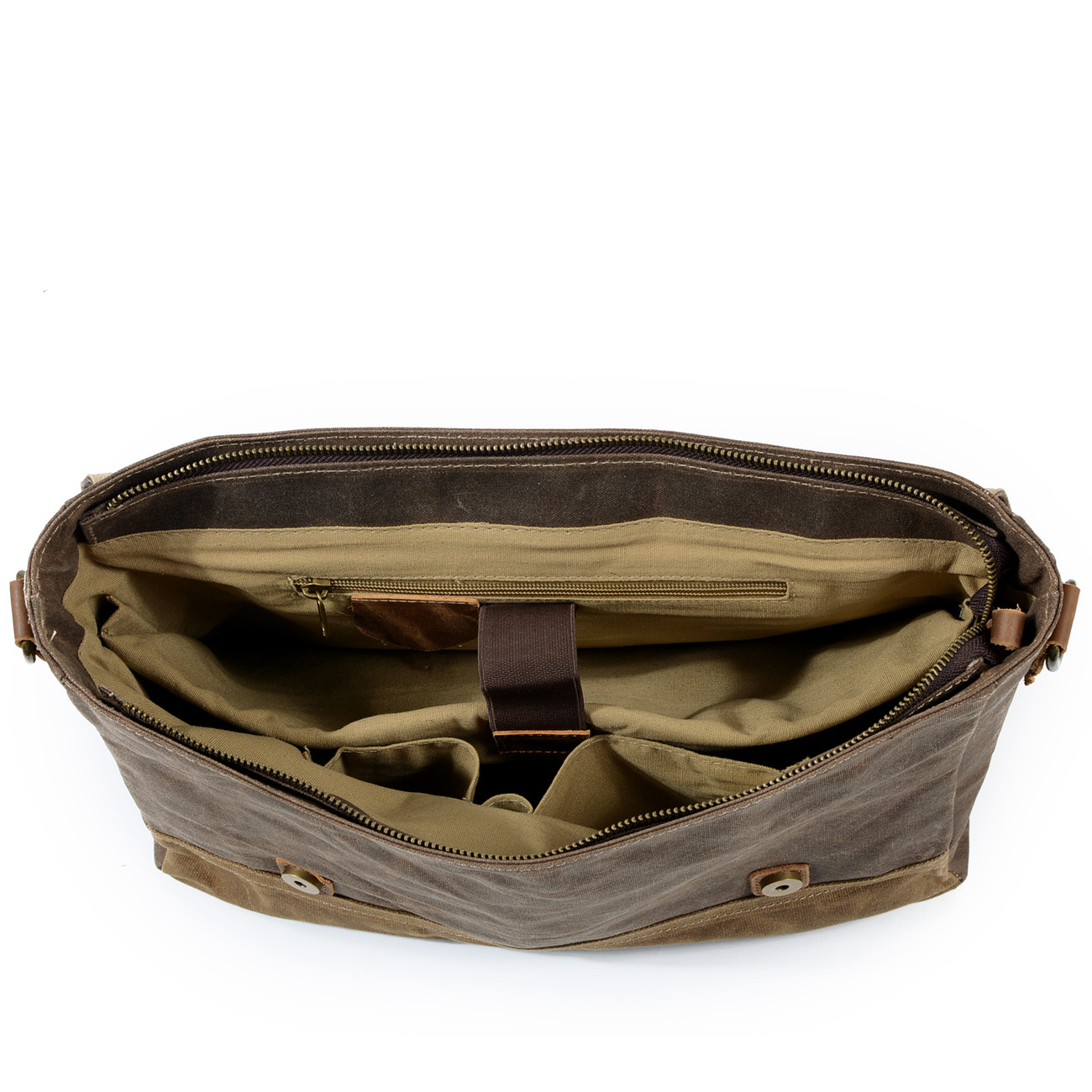 New Waterproof Oil Wax Canvas with Cowhide Briefcase European and American Men's Bag Retro Business Bag Shoulder Crossbody Handbag