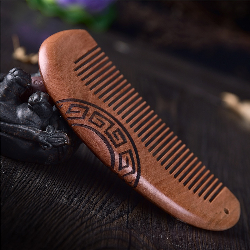 Supply thickened old peach wood comb carved comb electrostatic hair loss hairdressing comb double comb wood comb