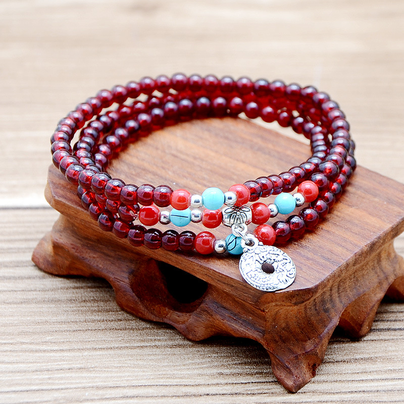 Jewelry imitation Garnet three ring bracelet ethnic style ladies jewelry bracelet stall supply small gifts hand jewelry