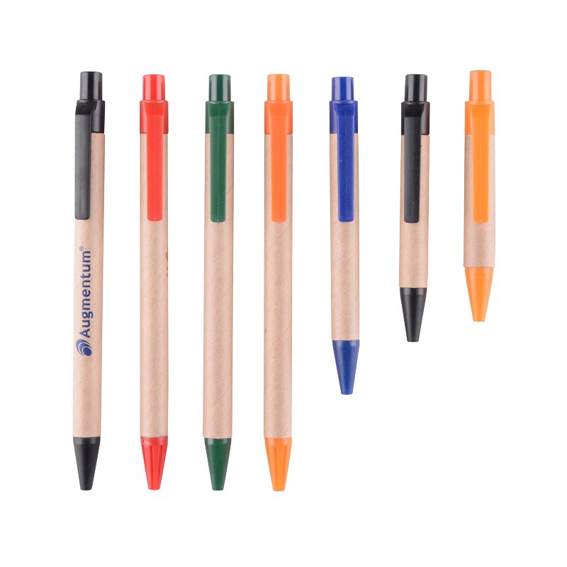 Press advertising plastic pen environmental protection pen Kraft paper ball point pen simple paper tube pen wholesale advertising pen can print LOGO