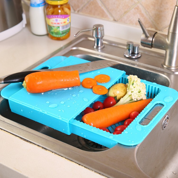 Factory supply practical sliding detachable cutting board multifunctional kitchen basket rack special promotion T