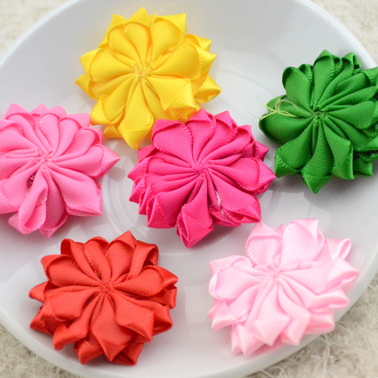 Hot Sale 4cm Hand-stitched Middle Sticky Pearl Pointed Lotus Flower Children's Headband Hairpin Accessories 23 Color