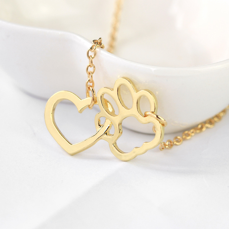 European and American jewelry dog claw heart pendant necklace alloy short necklace cross-border wish explosions