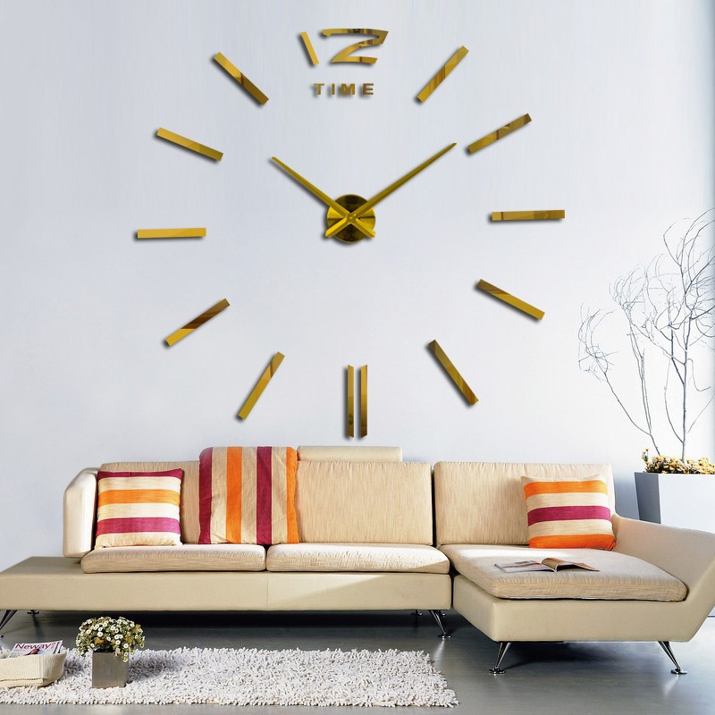 Wholesale acrylic fashion wall stickers clock super size home decoration living room wall silent 3D stereo clock