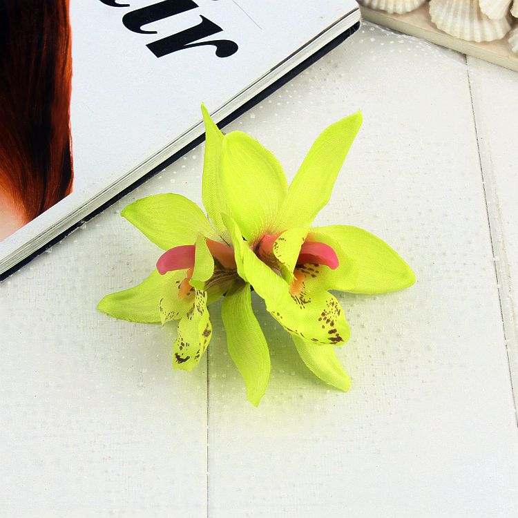 Ny Dobbelt Simulering Cymbidium Blomsterkantklemme Forårsferie Hårtilbehør Boheme Strand Hårklemme_voghion.com