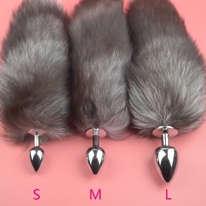 Small Metal Dog Tail Anal Plug Real Hair Rear Tail Anal Plug Fox Anal Plug Adult Alternative Sex Products