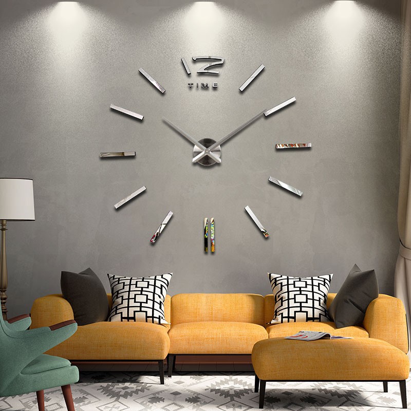 Wholesale acrylic fashion wall stickers clock super size home decoration living room wall silent 3D stereo clock