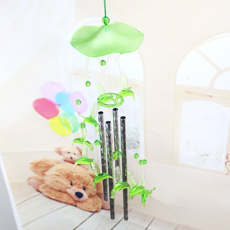 Exquisite imitation Crystal hummingbird small wind chime aluminum tube creative home children's room decoration personality room decoration