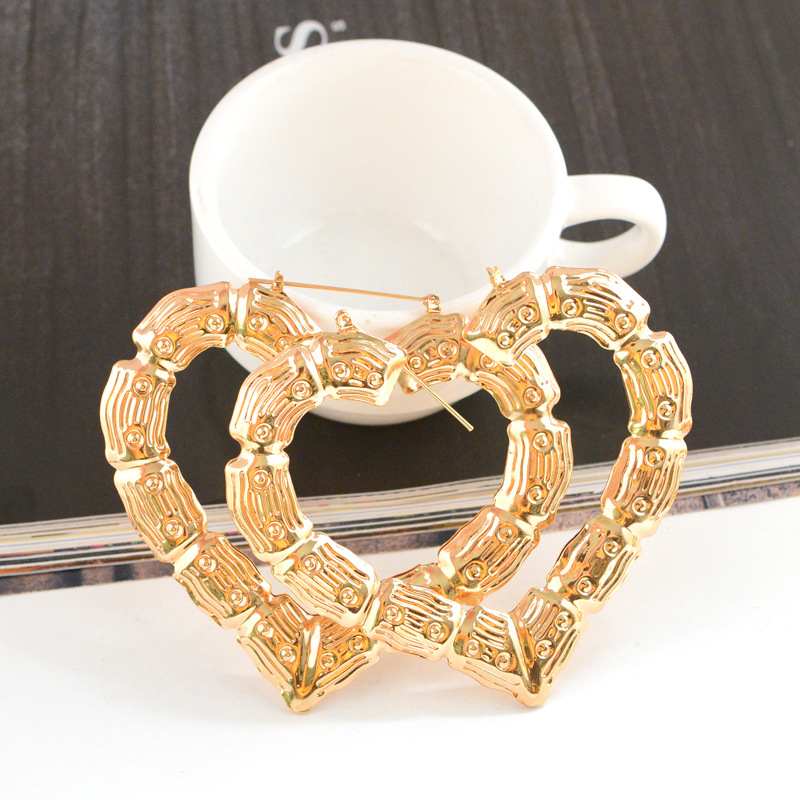 wish Amazon Europe and America Exaggerated Golden Circle hiphop Street Dance Earrings Earrings Oversized Bamboo Earrings
